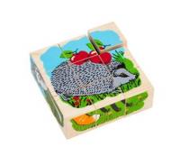 Кубики деревянные «Животные леса», 9 элементов